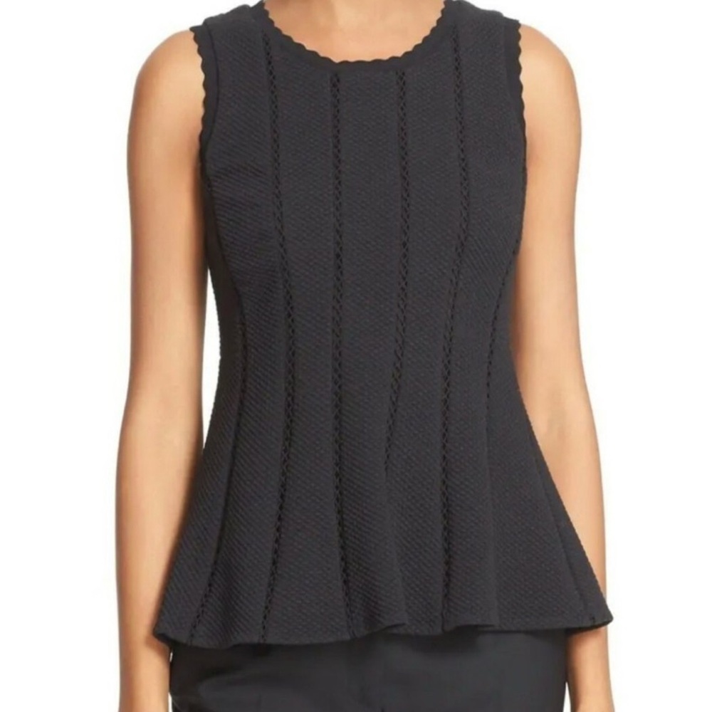 Rebecca Taylor Sleeveless Top Black Size 6 Fit/flare Lined Scoop Neck - Picture 1 of 11